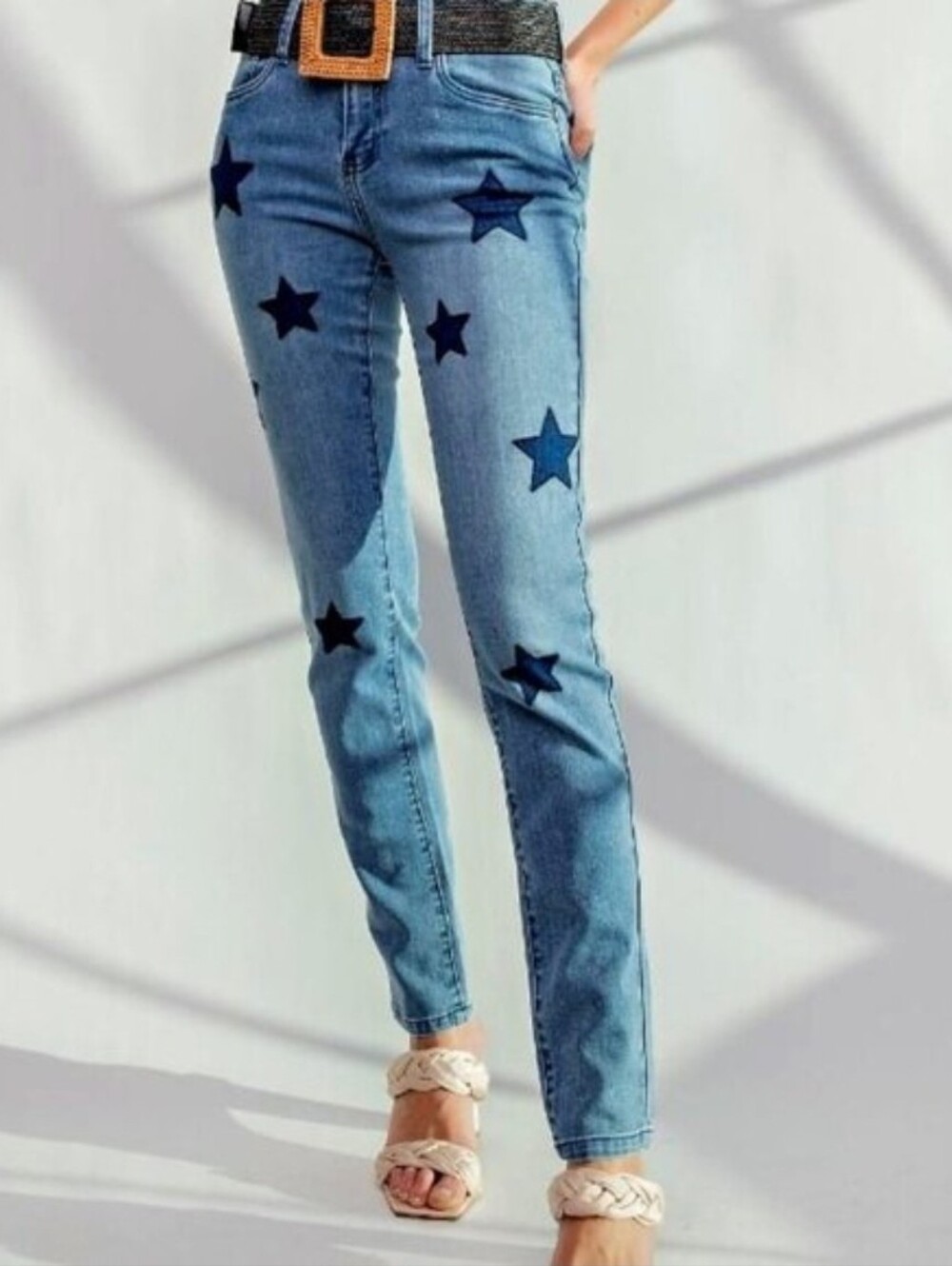 Easel Blue Star Patch Slim Jeans